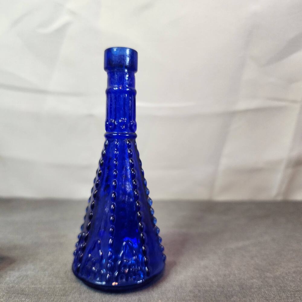 Vintage MCM Decorative Recycled Glass Cobalt Blue Bottle Decanter Made In Spain